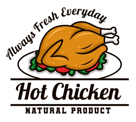 Modelo de design de logotipo de crachá de comida de frango