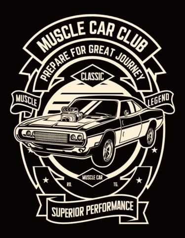 Plantilla de diseño de camiseta vintage del Muscle Car Club