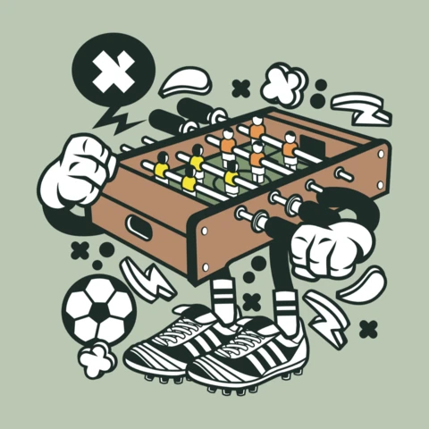 Tavolo da calcio personaggio dei cartoni animati modello di design per maglietta
