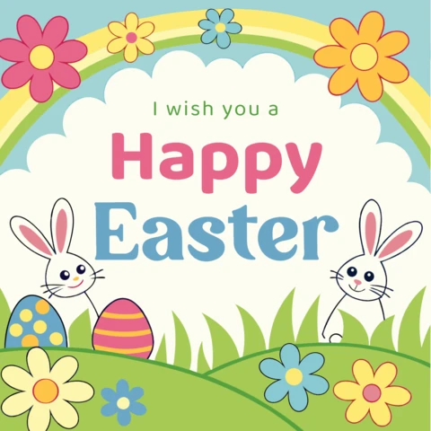 Modello di design Happy easter - stravagante grafica primaverile per le celebrazioni festive