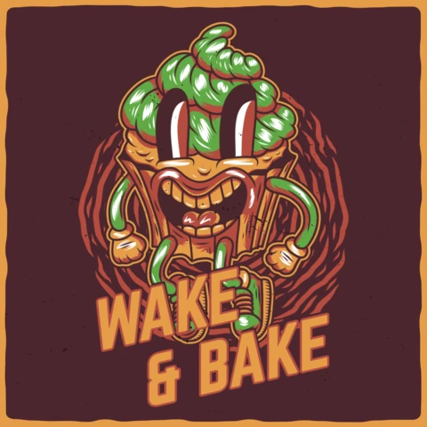 Wake And Bake Cupcake T-Shirt Design Template