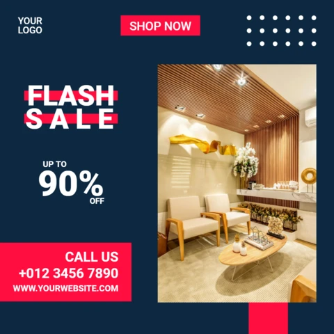Flat Red And Blue Advertising Social Media Post Design Template
