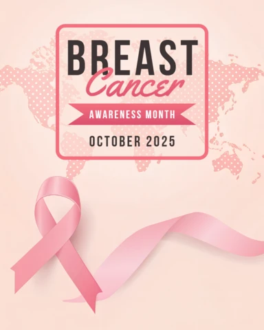 Breast Cancer Awareness Month Design Template with Pink Ribbon for Posters