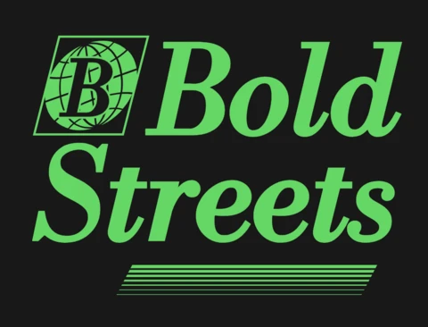 Bold Streets Green Globe Emblem and Minimalist Hustle Typography T-Shirt Design Template