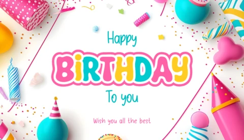 Playful Happy Birthday Wishing Card Design