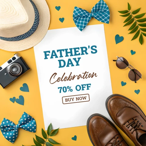 Father's Day Celebration Template - Vintage Style Design with Promotion