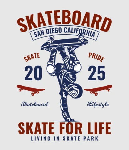 Skate for life skateboarder plantilla de diseño de camiseta
