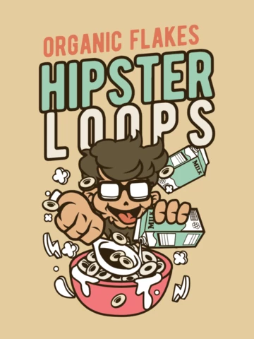 Food Hipster Loops Organic Flakes T-shirt Design Template