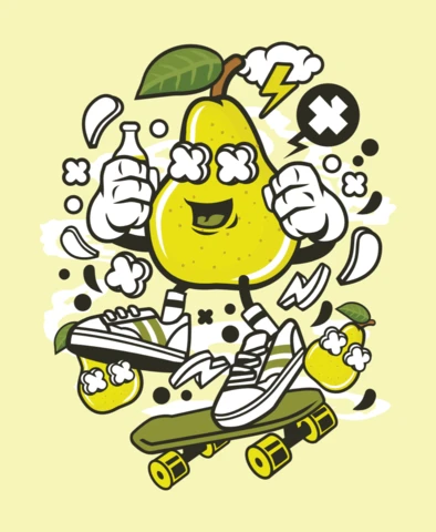 Pear Cartoon Character T-shirt Design Template