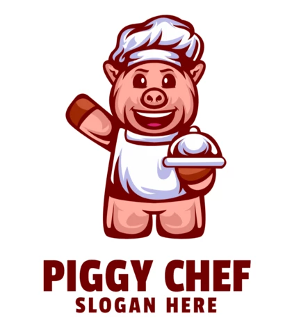Modèle de conception de logo de chef cochon