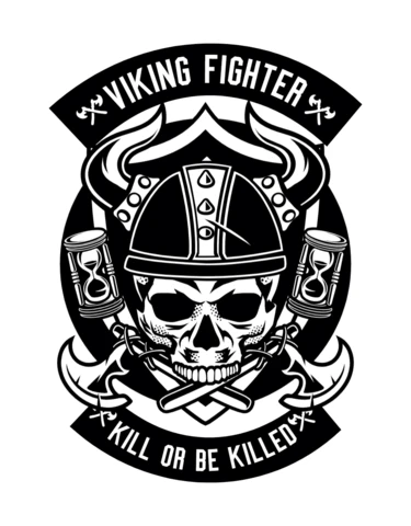 Viking Fighter Skull T-shirt Design Template