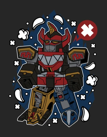 Megazord Cartoon Character Pop Culture T-shirt Design Template