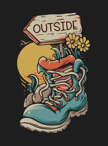 Hiking Shoes Vintage T-Shirt Design Template