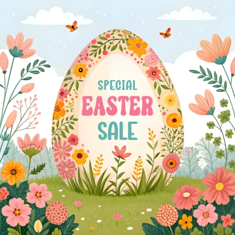 Plantilla de diseño floral primaveral para venta especial de Pascua