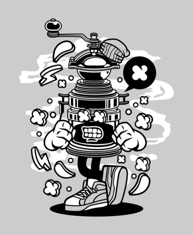 Coffee Grinder Cartoon Character Design Template