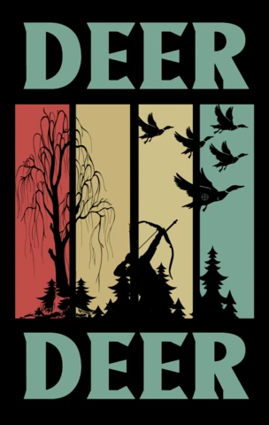 Vintage Nature Scene Design Template with Deer and Forest Elements