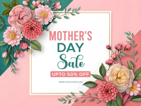 Diseño de plantilla de venta floral para el día de la madre - elegante banner promocional editable