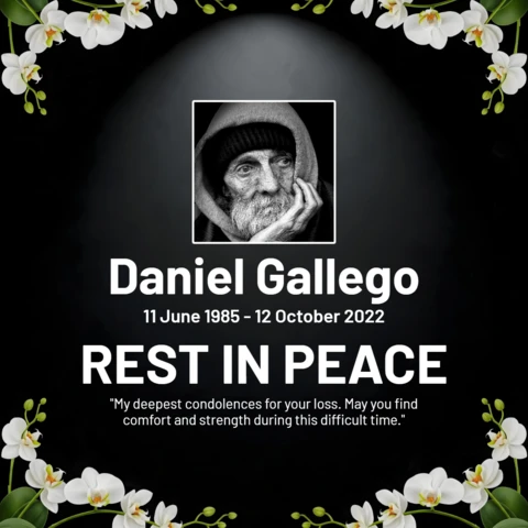 Commemorative Poster Elegant Memorial with Floral Accents and Rest in Peace Message Design Template