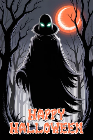 Scary Halloween Design Template with Ghostly Figure for Posters