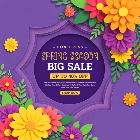 Spring Sale Promotional Template with Floral Design for Posters and Flyers