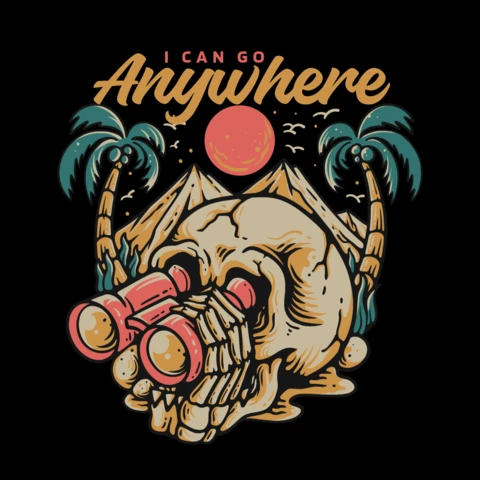 Skull Looking Binoculars Vintage T-shirt Design Template