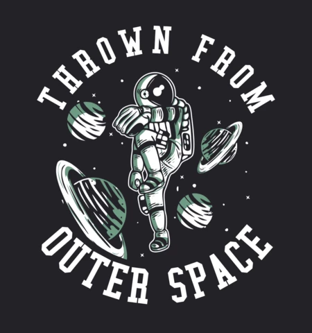 Astronaut spielt Baseball Vintage T-Shirt Design-Vorlage