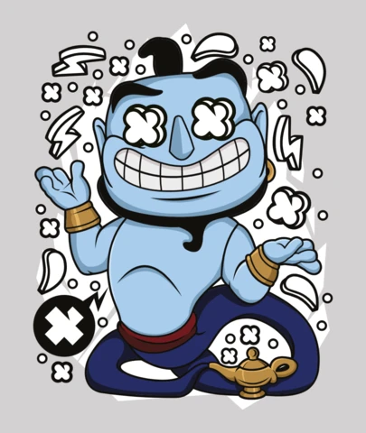 Aladdin Genie With Lamp Pop Culture T-Shirt Design Template