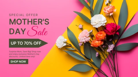Vibrant Floral Mother's Day Sale Template Design for Promotions