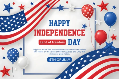 Independence Day Celebration Design Template with Stars and Balloons