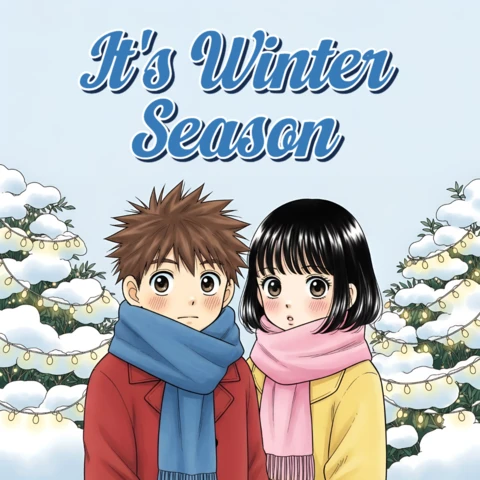 Winter Season Anime Design Template for Greeting Cards