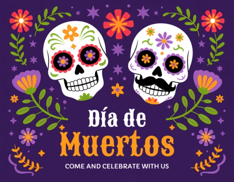 Colorful Día De Muertos Design Template for Festive Posters