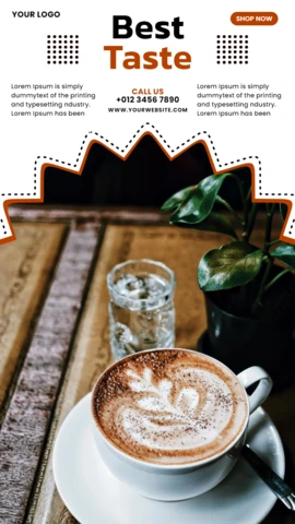 Plantilla de diseño de publicación de historia de Instagram de cafetería de mejor sabor