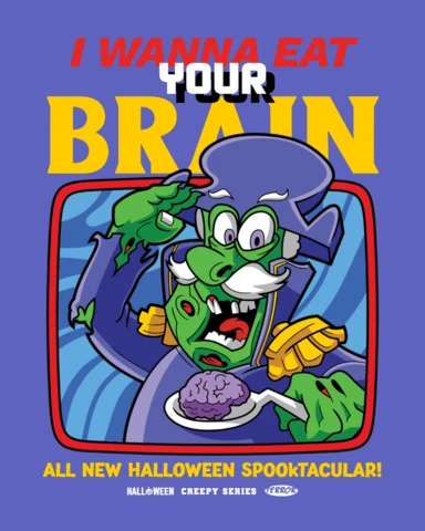 Eat Your Brain Spooky Cartoon Poster Design Template