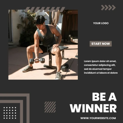 Seja um vencedor modelo de design de postagem minimalista do Instagram