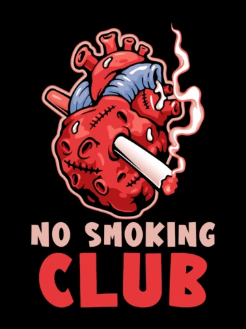 No Smoking Club With Heart T-shirt Design Template