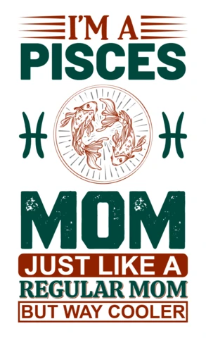 Modello di design tipografico retrò per abbigliamento personalizzato per la mamma dei Pesci