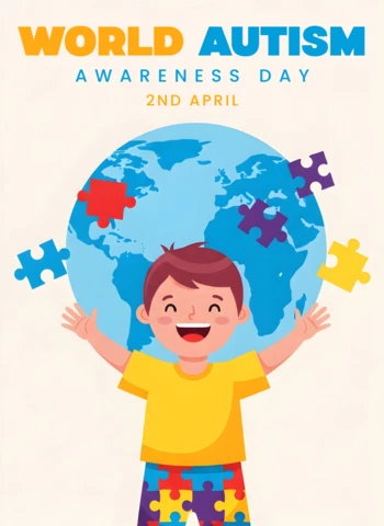 Colorful Autism Awareness Day Poster Template with Playful Design for Educational Use