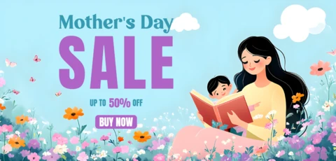 Whimsical Mother's Day Sale Design Template with Floral Elements