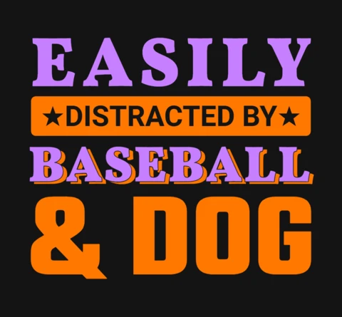 Le modèle de t-shirt de baseball et de chien est une source de distraction