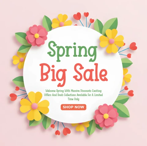 Spring Big Sale Poster – Colorful Flowers and Fresh Seasonal Discounts in Vibrant Design