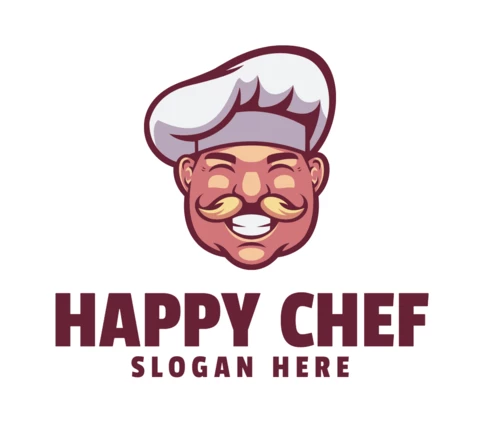 Modèle de conception de logo de chef heureux