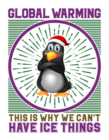 Juguetón diseño de pingüino de sensibilización sobre el calentamiento global para plantilla de ropa