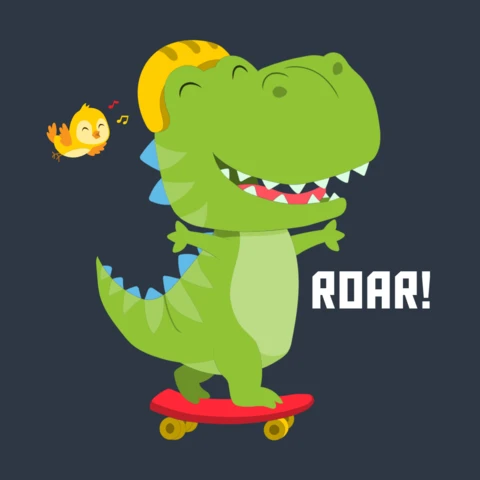 Fun Dinosaur Skateboarding Design Template for Kids Clothes