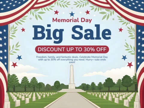 Modello di design per la vendita del Memorial Day - a tema patriottico con sconti