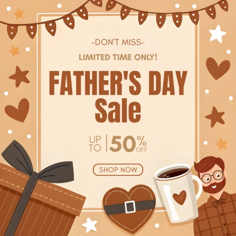 Editable Father's Day Sale Design Template in Warm, Playful Style