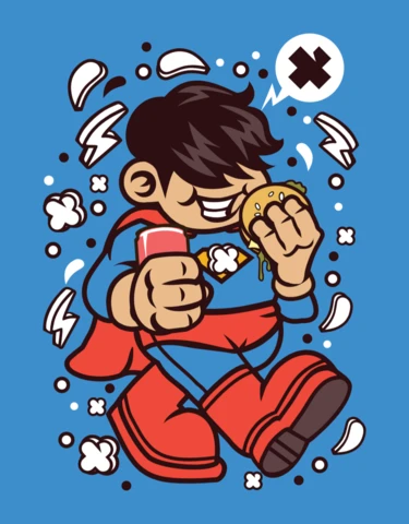 Superhero Burger Cartoon Character Poster Design Template