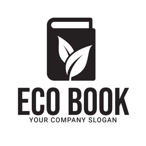 Eco Book Green Leaf Logo Design Template