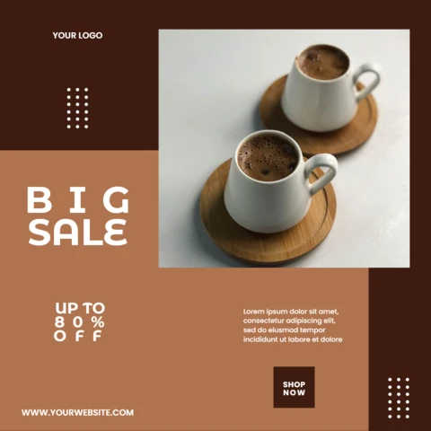 Plantilla de diseño de post en redes sociales para gran venta de cafetería