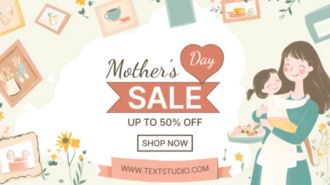 Charming Mother's Day Sale Template Design – Editable Floral Style with Discount Highlights