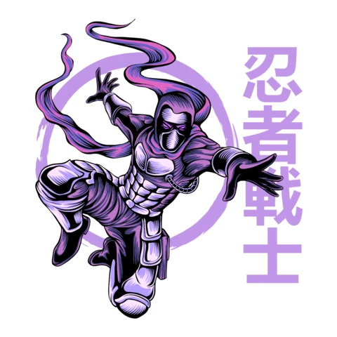 Ninja Warrior Anime Style Graphic Design Template with Dynamic Action Style